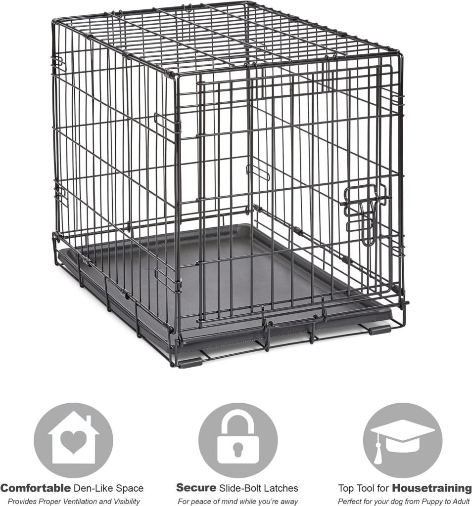 New World Newly Enhanced SingleDoor New World Dog Crate, Includes Leak-Proof Pan, Floor Protecting Feet,  New Patented Features, 30 Inch