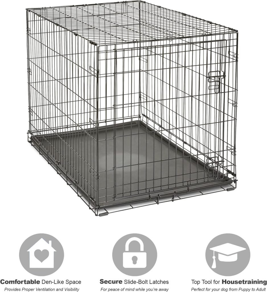 New World Newly Enhanced SingleDoor New World Dog Crate, Includes Leak-Proof Pan, Floor Protecting Feet,  New Patented Features, 30 Inch