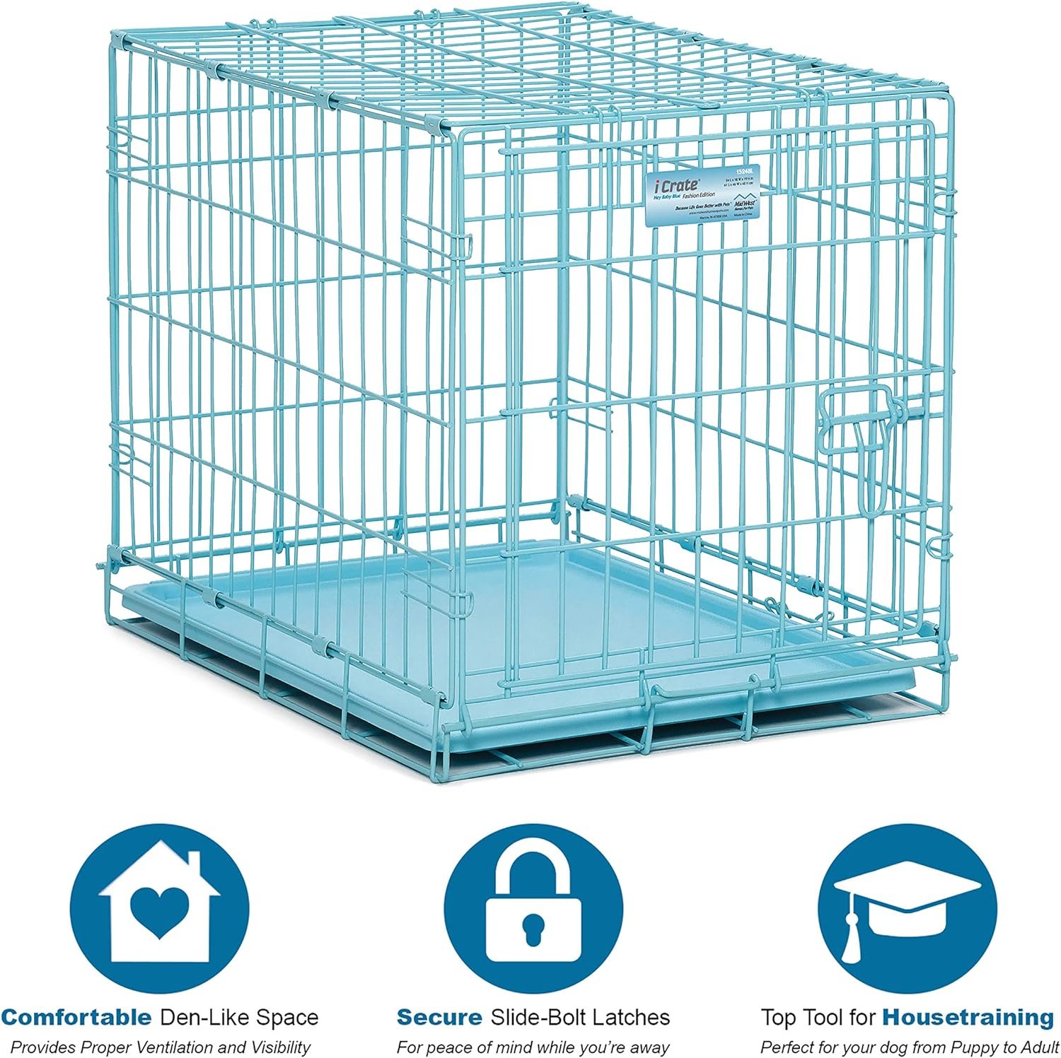 MidWest Homes for Pets Single Door Blue Folding Metal Dog Crate w/ Divider Panel Review