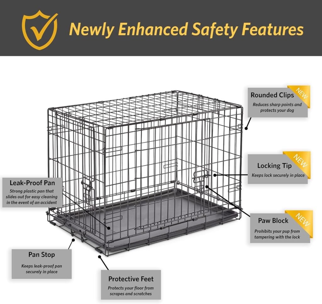 New World Newly Enhanced Double Door New World Dog Crate, Includes Leak-Proof Pan, Floor Protecting Feet,  New Patented Features, 30 Inch