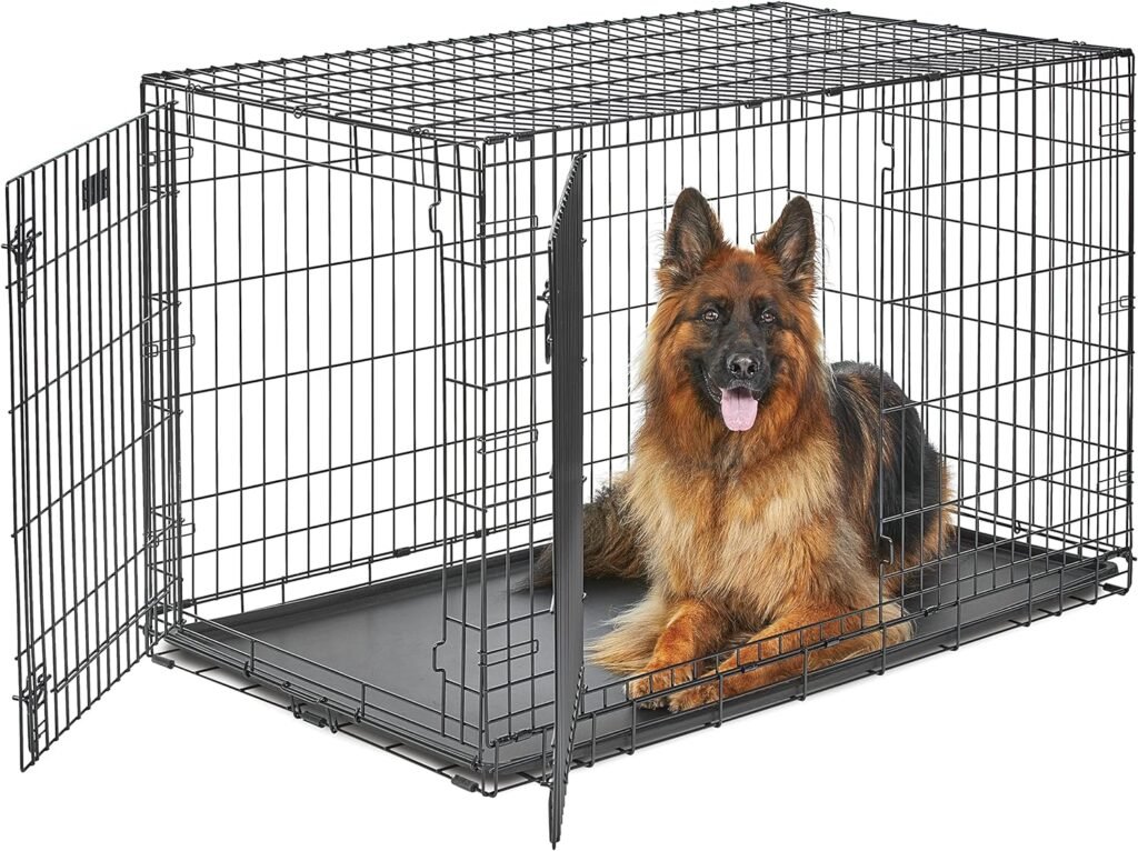 Medium Dog Crate | MidWest Life Stages 30 Double Door Folding Metal Dog Breed Crate | Divider Panel, Floor Protecting Feet  Dog Pan | 30.6L x 19.3W x 21.4H Inches