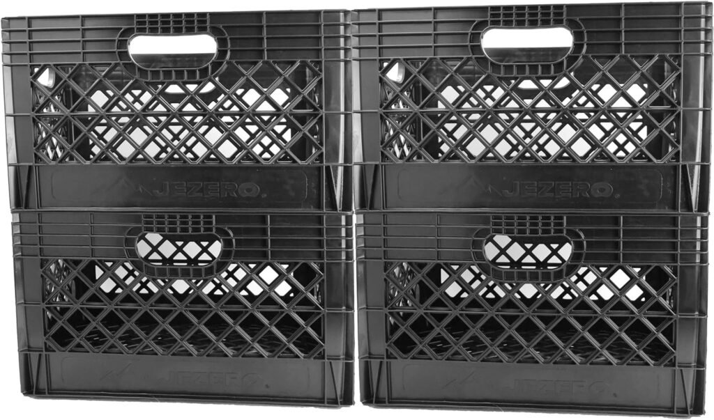 Milk Crate for Household Storage: The Ultimate Storage Tote for Groceries, Garages, Kayaking  Outdoor, Stackable Storage | BLACK, Plastic, 13 x 11 x 19”, (MC24)