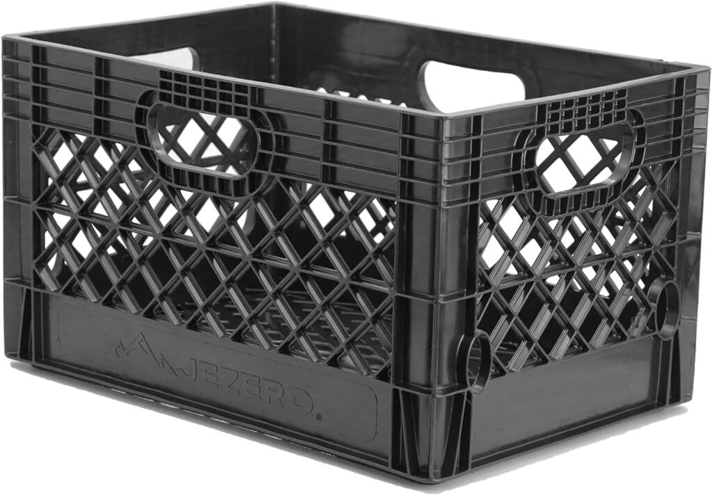 Milk Crate for Household Storage: The Ultimate Storage Tote for Groceries, Garages, Kayaking  Outdoor, Stackable Storage | BLACK, Plastic, 13 x 11 x 19”, (MC24)