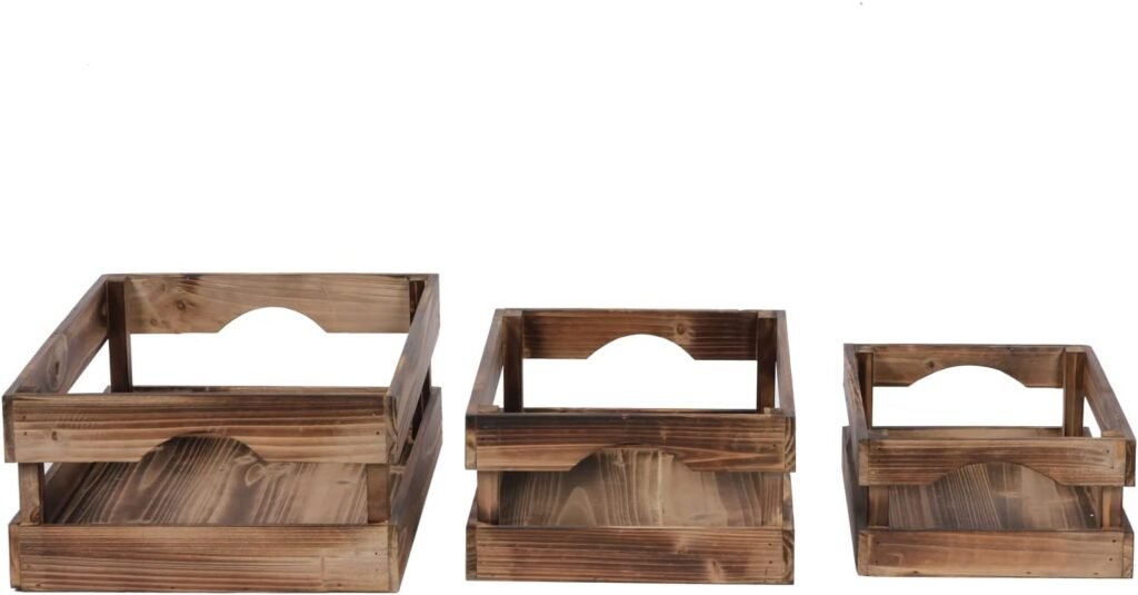 Sintosin Farmhouse Wooden Crates Decorative Set of 3, Distressed Nesting Wood Crates for Display Rustic,Wood Crates for Storage with Handles, Wood Basket for Home Decor Living Room Outdoor Christmas