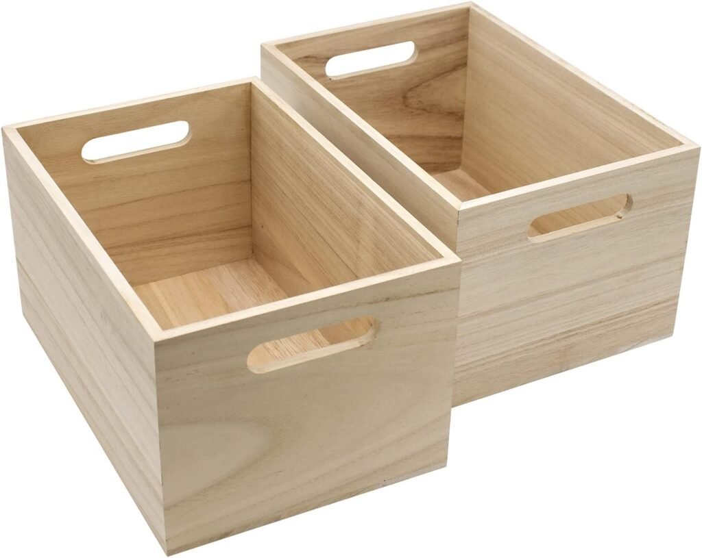 Sorbus Unfinished Wood Crates - Organizer Bins, Wooden Box for Pantry Organizer Storage, Closet, Arts  Crafts, Cabinet Organizers, Containers for Organizing (2 Pack)