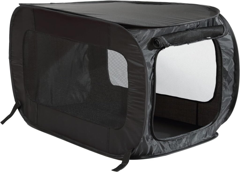 Beatrice Home Fashions Portable, Collapsible, Pop Up Travel Pet, Cat and Dog Kennel, 24 L x 16.6 W x 16 H, Black