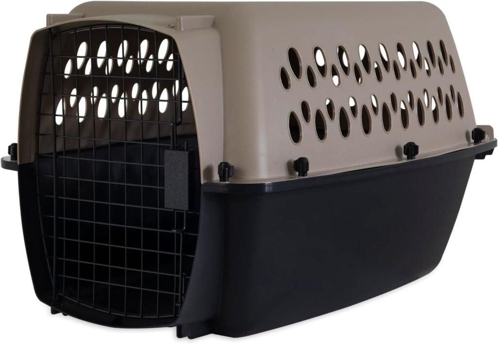 Petmate Vari Dog Kennel 24, Taupe  Black, Portable Dog Crate for Pets 10-20lbs, Made in USA