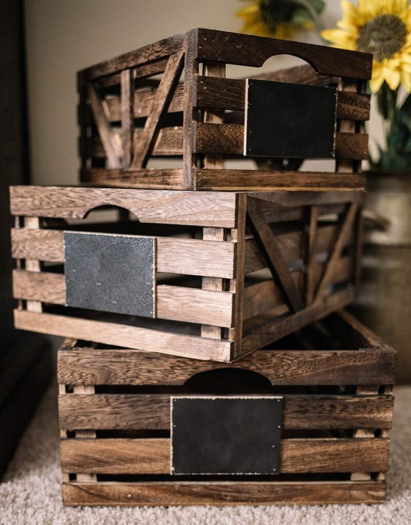 Premium wood crates for display, wooden boxes for crafts, storage basket centerpieces for Home, Rustic bathroom décor