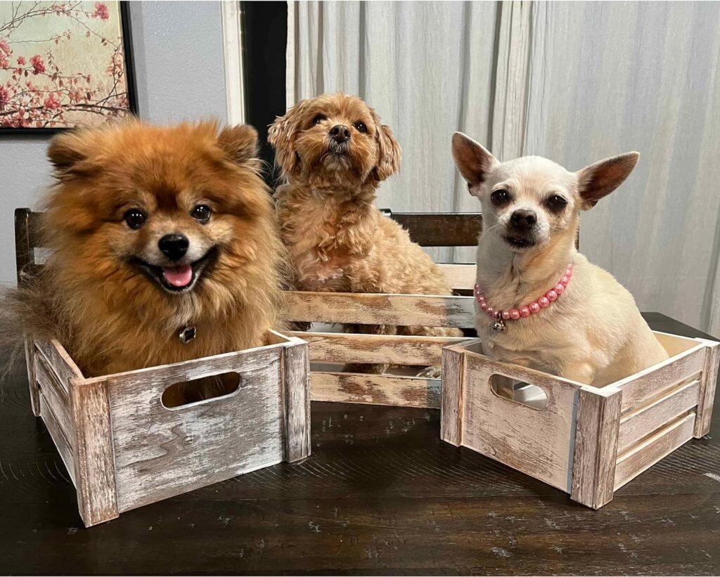 Wooden Crates Storage Container, Rustic White Set of 3, Farmhouse Style Decorative Baskets for Home Decor, Rustic Decor, Nesting Stackable Organizers, Distressed Wood Crates