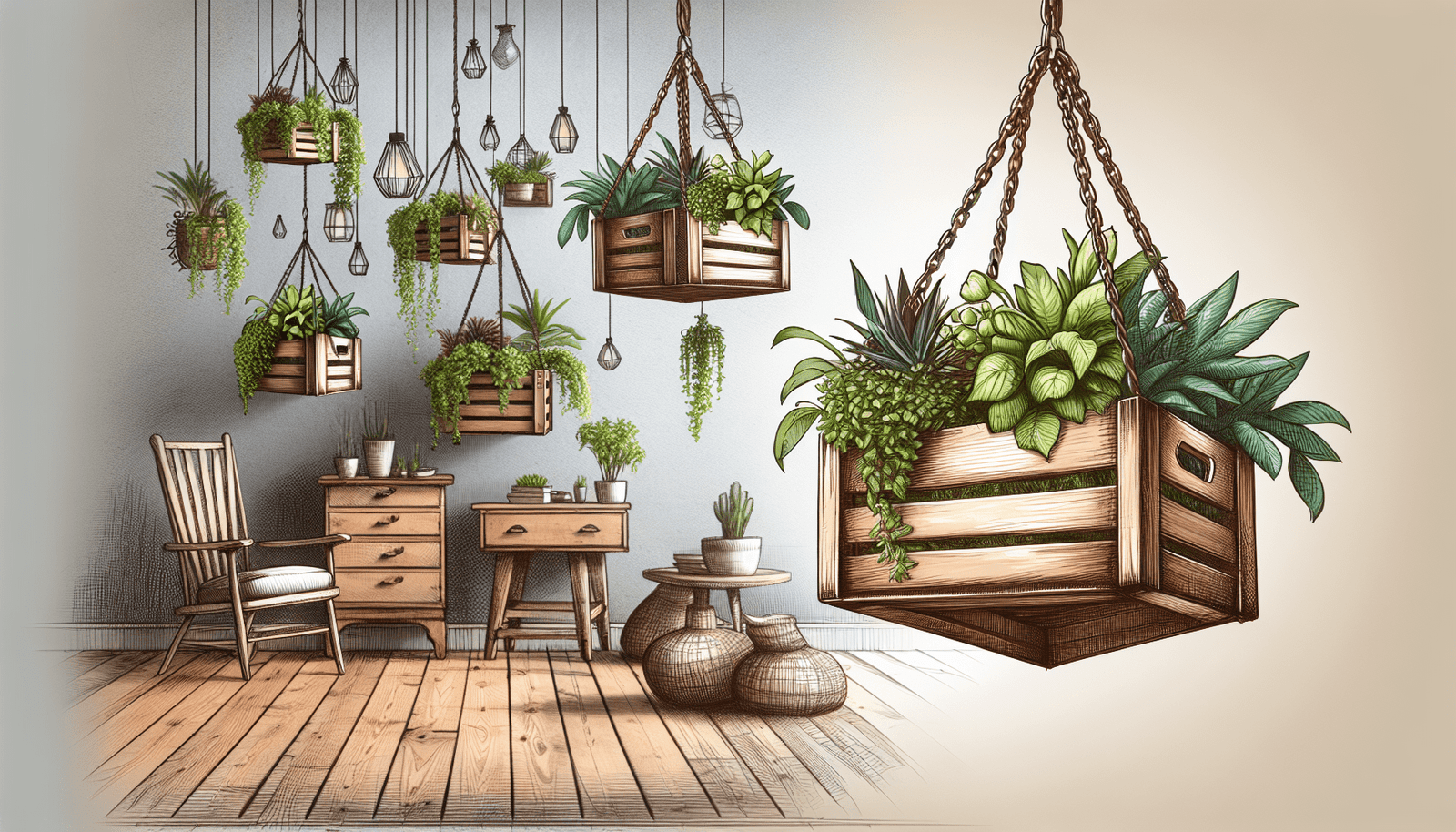 DIY Hanging Crate Planters Ideas