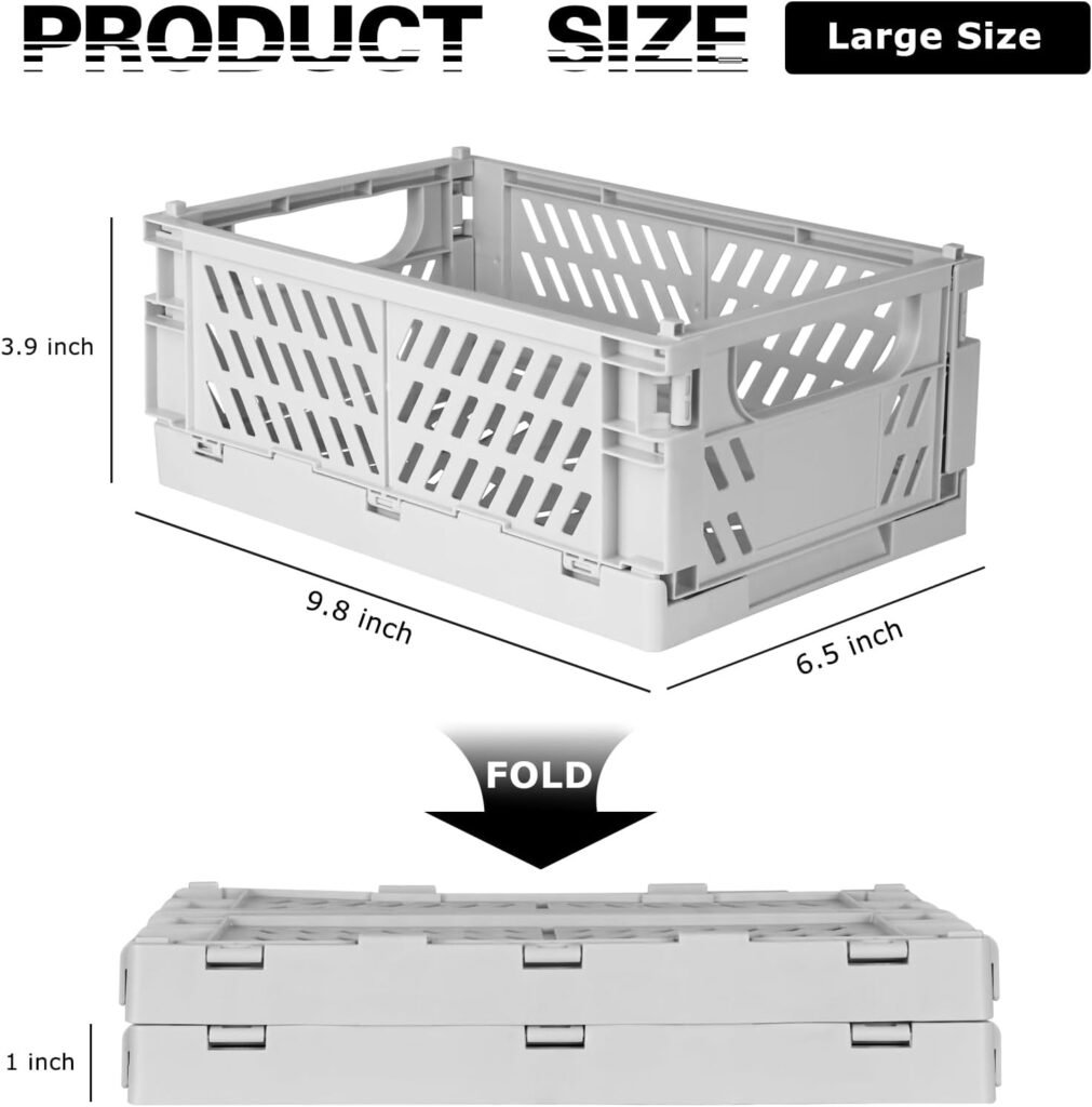 2-Pack Mini Foldable Plastic Baskets for Organizing and Storage, Collapsible Storage Crate for Home Kitchen Bedroom Bathroom Office (5.9x3.8x2.2, Blue)